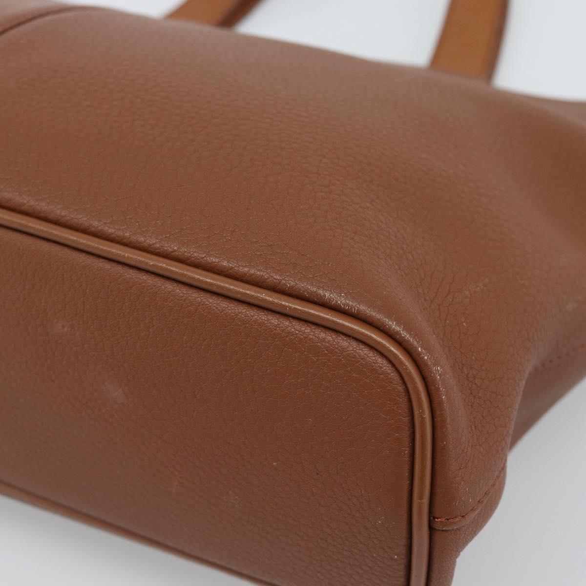 Burberrys Hand Bag Leather Brown Gold Auth ep15041A