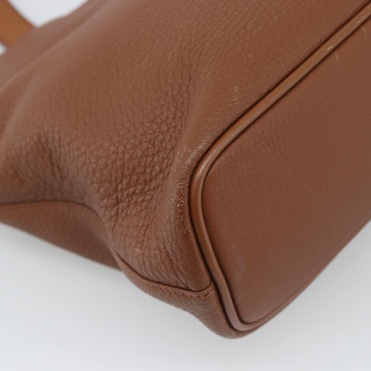 Burberrys Hand Bag Leather Brown Gold Auth ep15041A