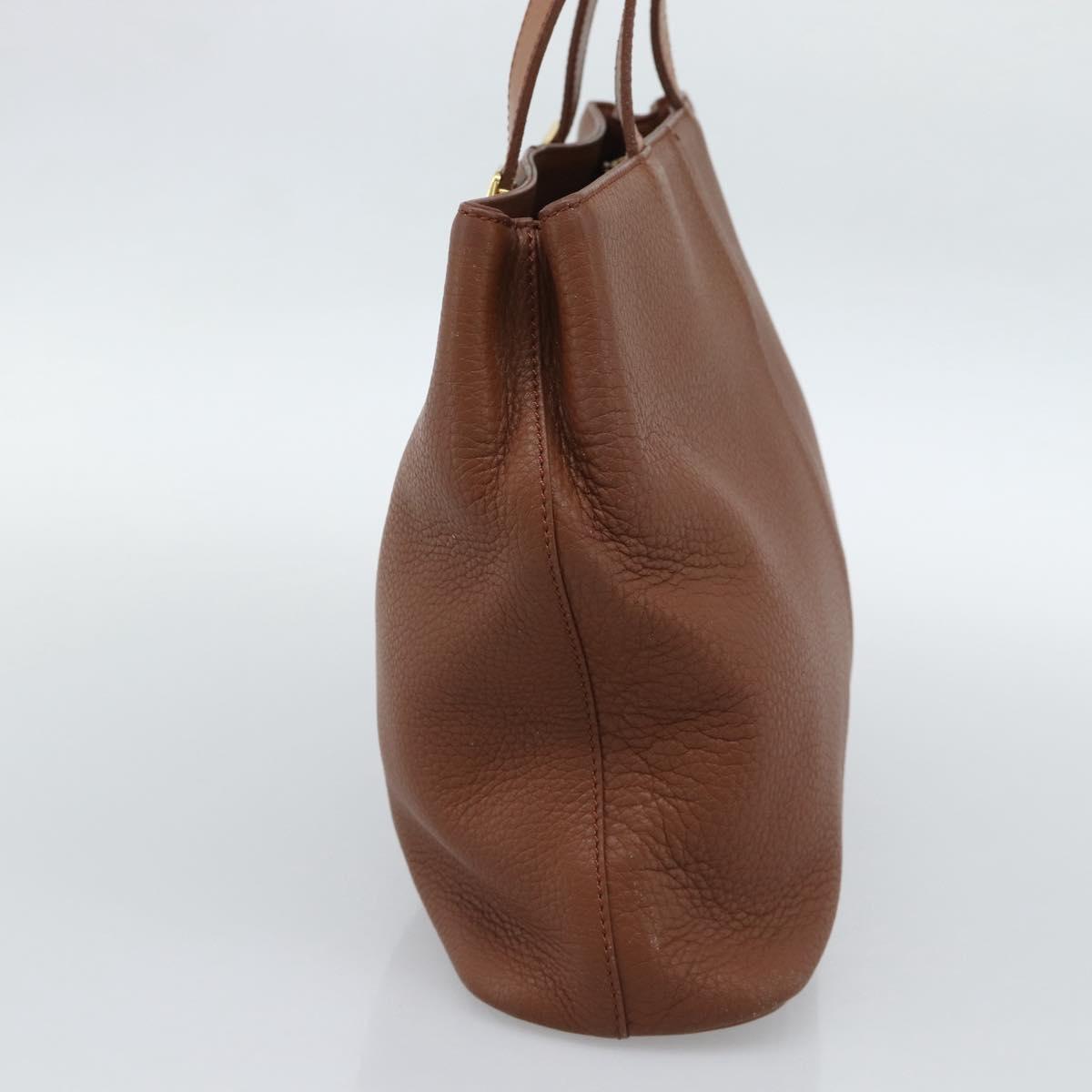 Burberrys Hand Bag Leather Brown Gold Auth ep15041A
