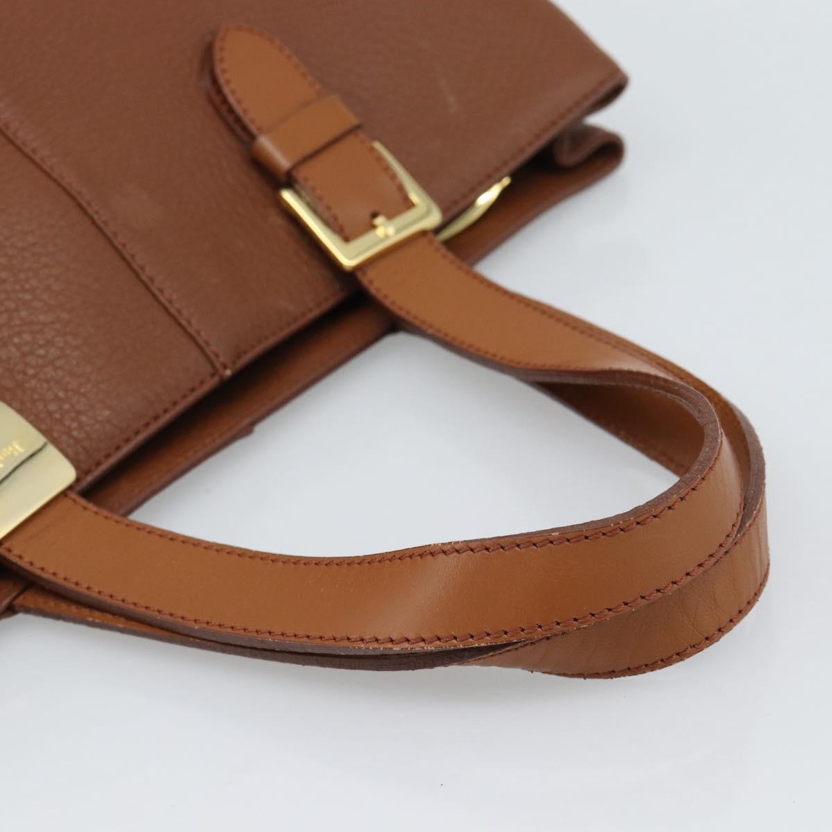 Burberrys Hand Bag Leather Brown Gold Auth ep15041A