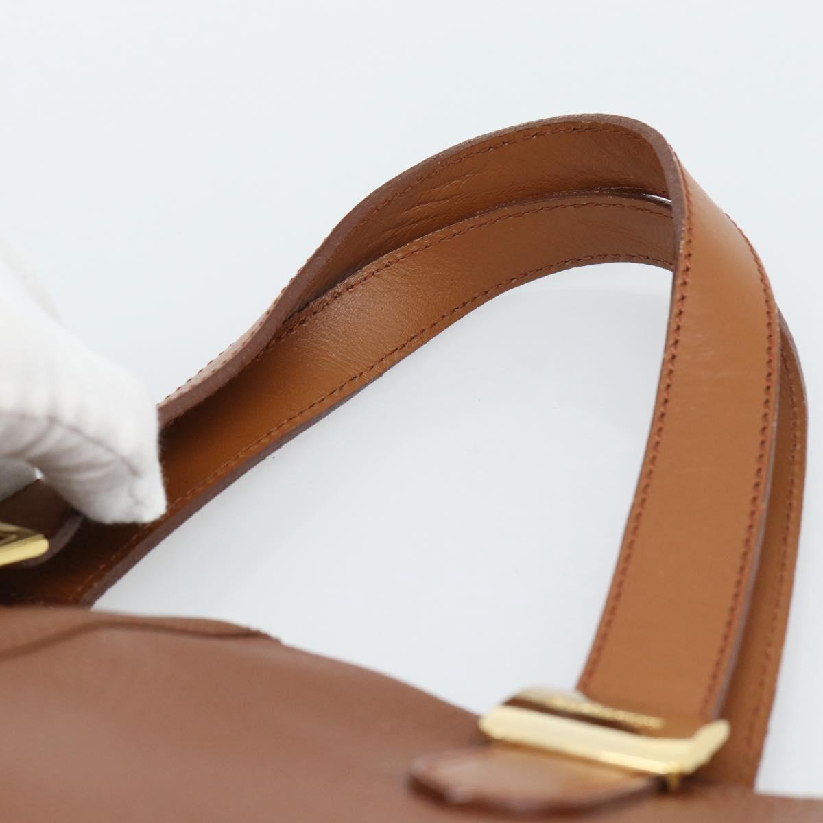 Burberrys Hand Bag Leather Brown Gold Auth ep15041A