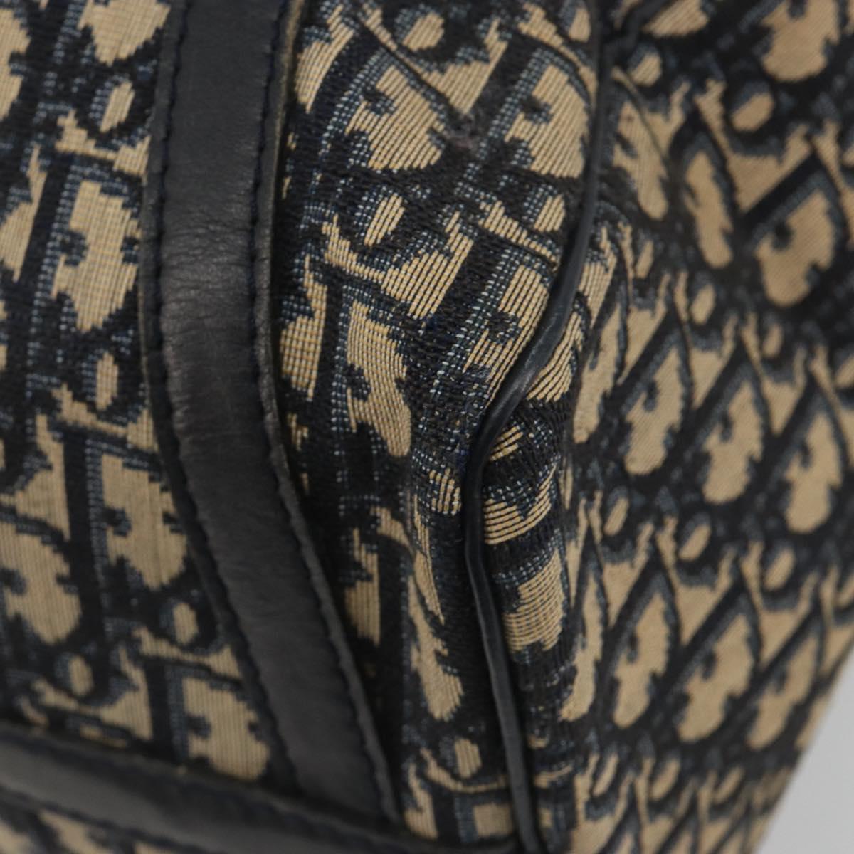 Christian Dior Trotter Canvas Mini Boston Bag Navy Silver Auth ep15043