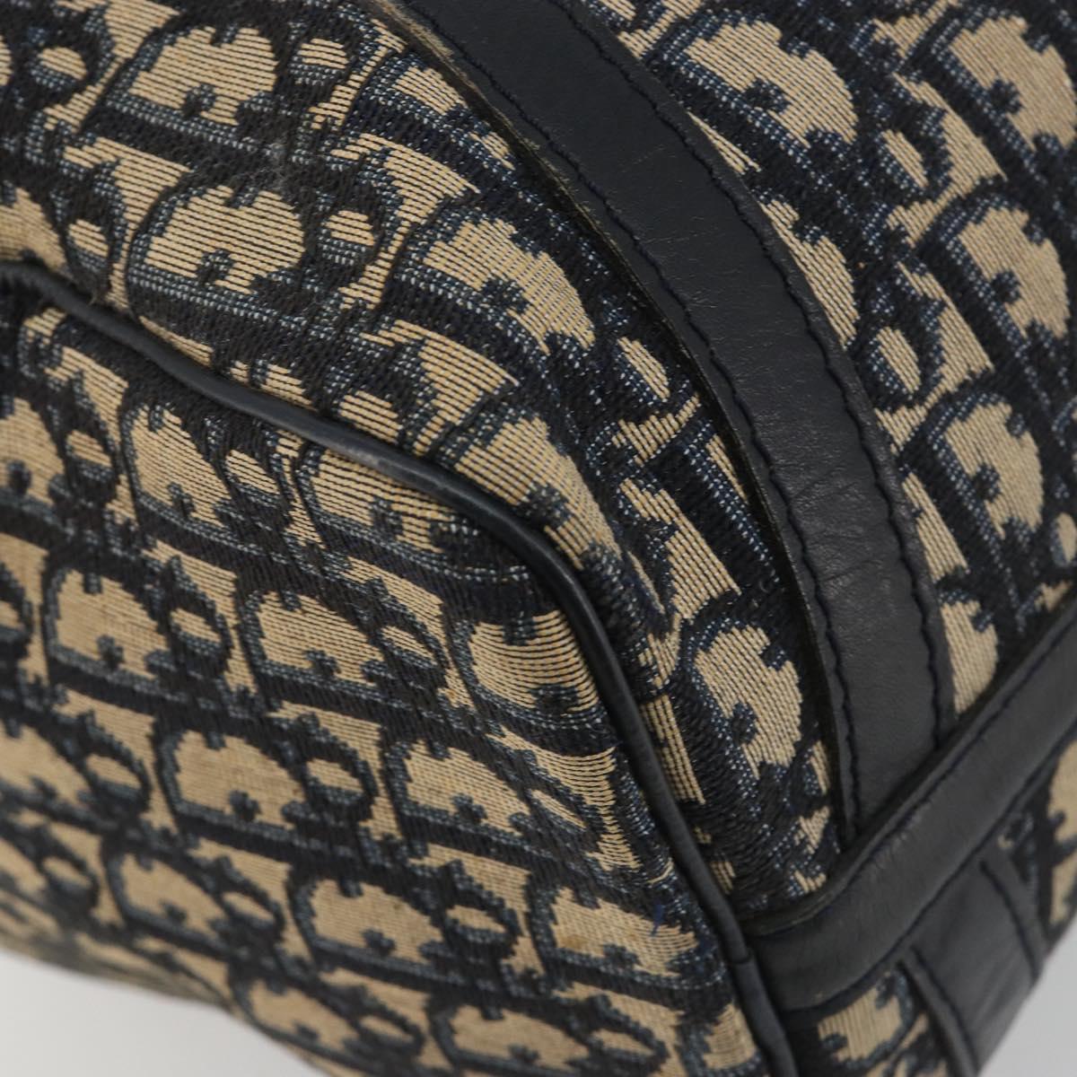 Christian Dior Trotter Canvas Mini Boston Bag Navy Silver Auth ep15043