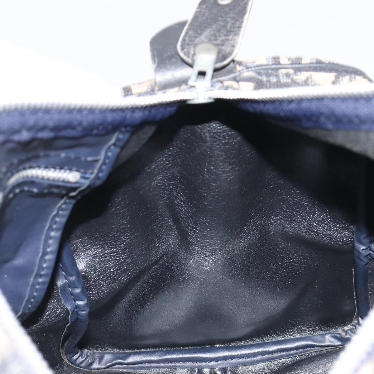 Christian Dior Trotter Canvas Mini Boston Bag Navy Silver Auth ep15043