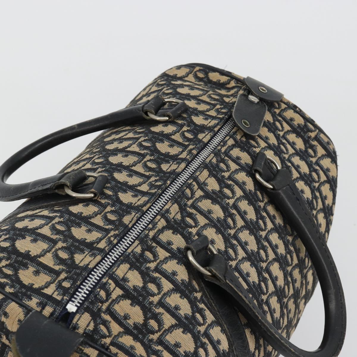 Christian Dior Trotter Canvas Mini Boston Bag Navy Silver Auth ep15043
