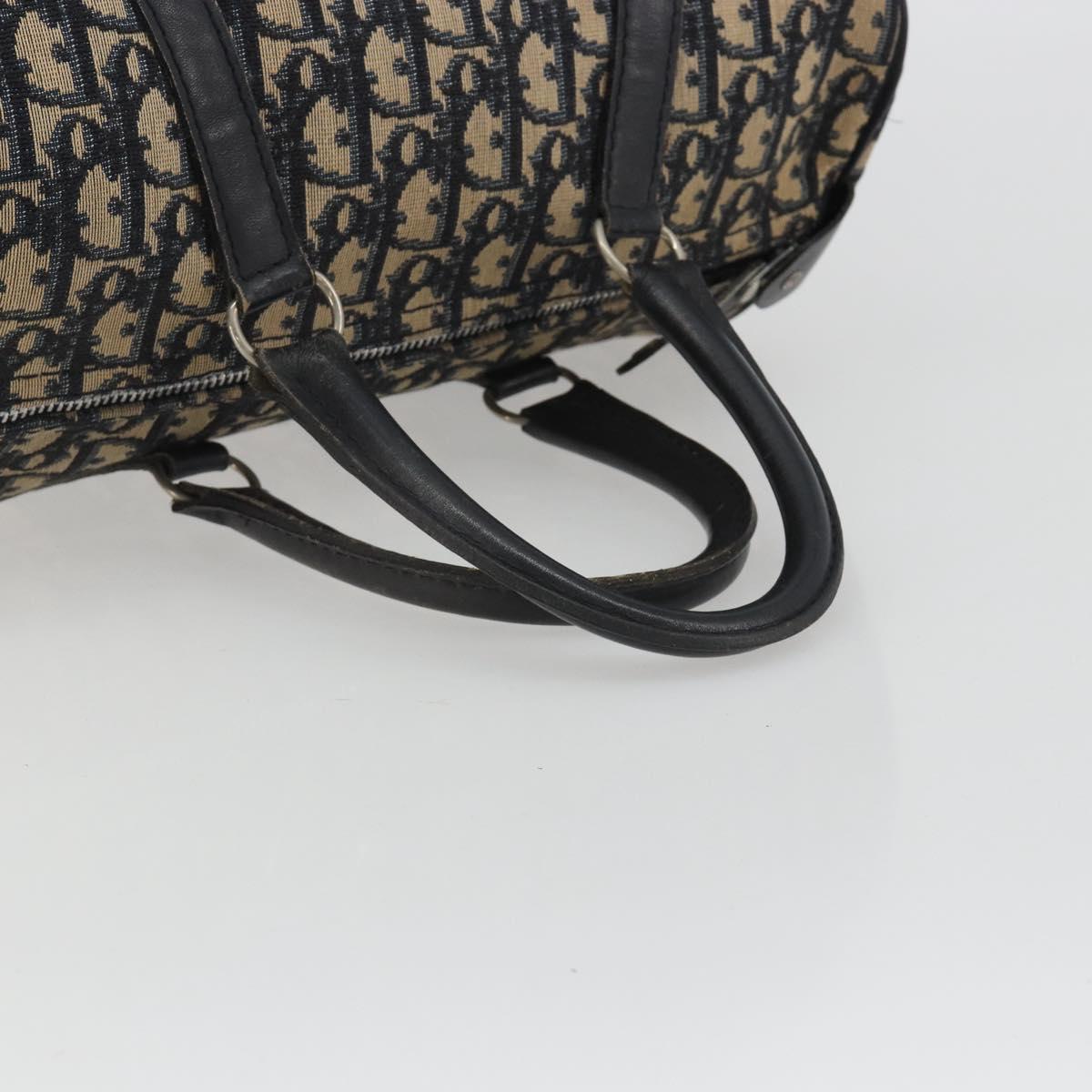 Christian Dior Trotter Canvas Mini Boston Bag Navy Silver Auth ep15043