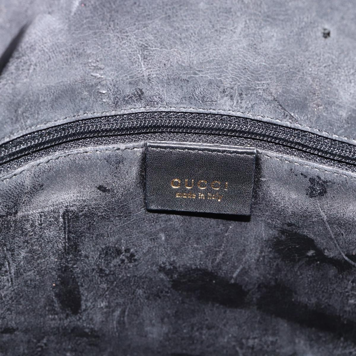 GUCCI Bamboo Shoulder Bag Leather 2way Black Gold 001 1638 2058 Auth ep15046