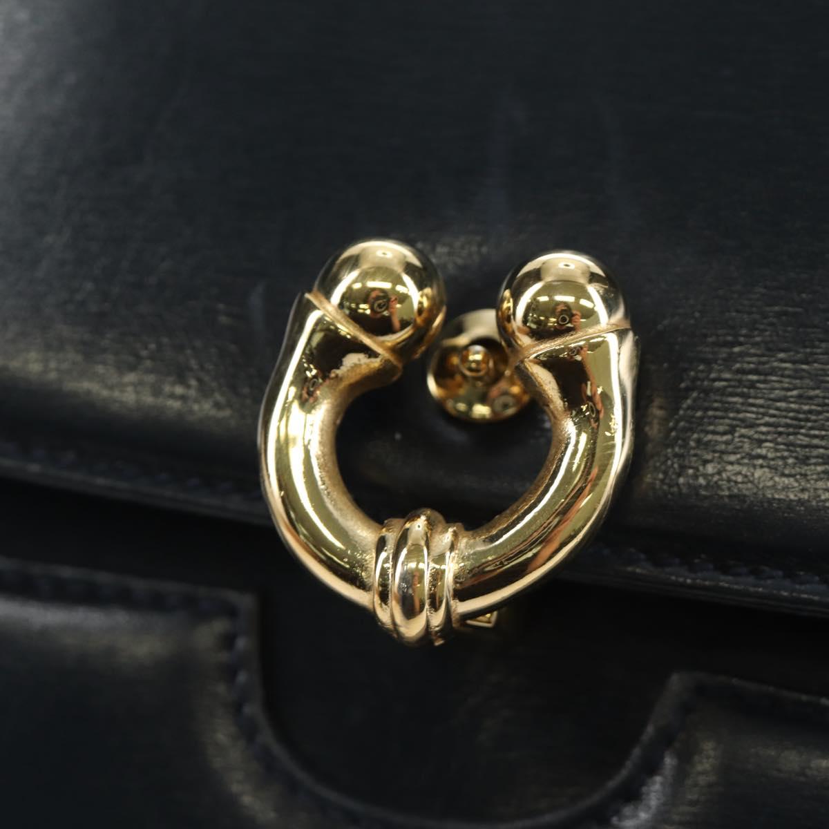 GUCCI Chain Shoulder Bag Leather Navy Gold 004 406 0473 Auth ep15047V