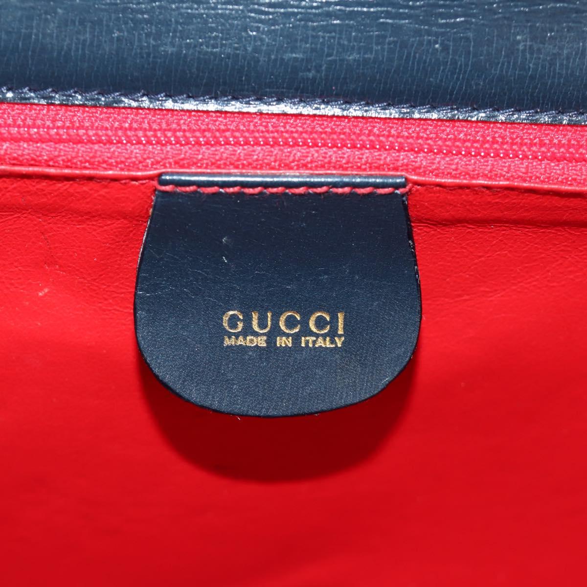 GUCCI Chain Shoulder Bag Leather Navy Gold 004 406 0473 Auth ep15047V
