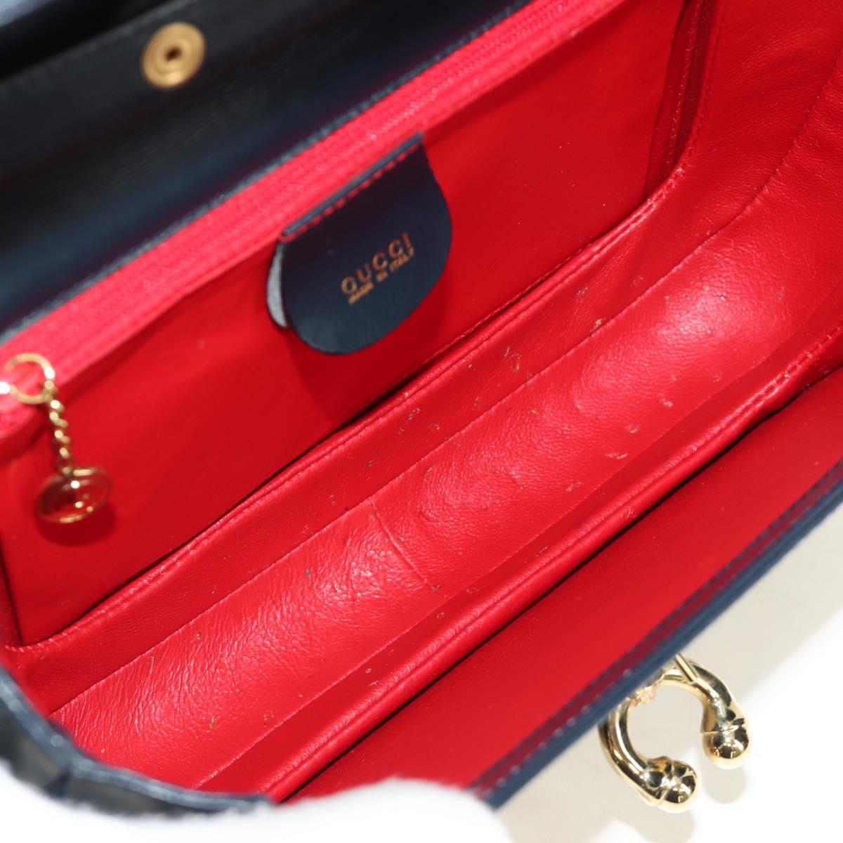 GUCCI Chain Shoulder Bag Leather Navy Gold 004 406 0473 Auth ep15047V