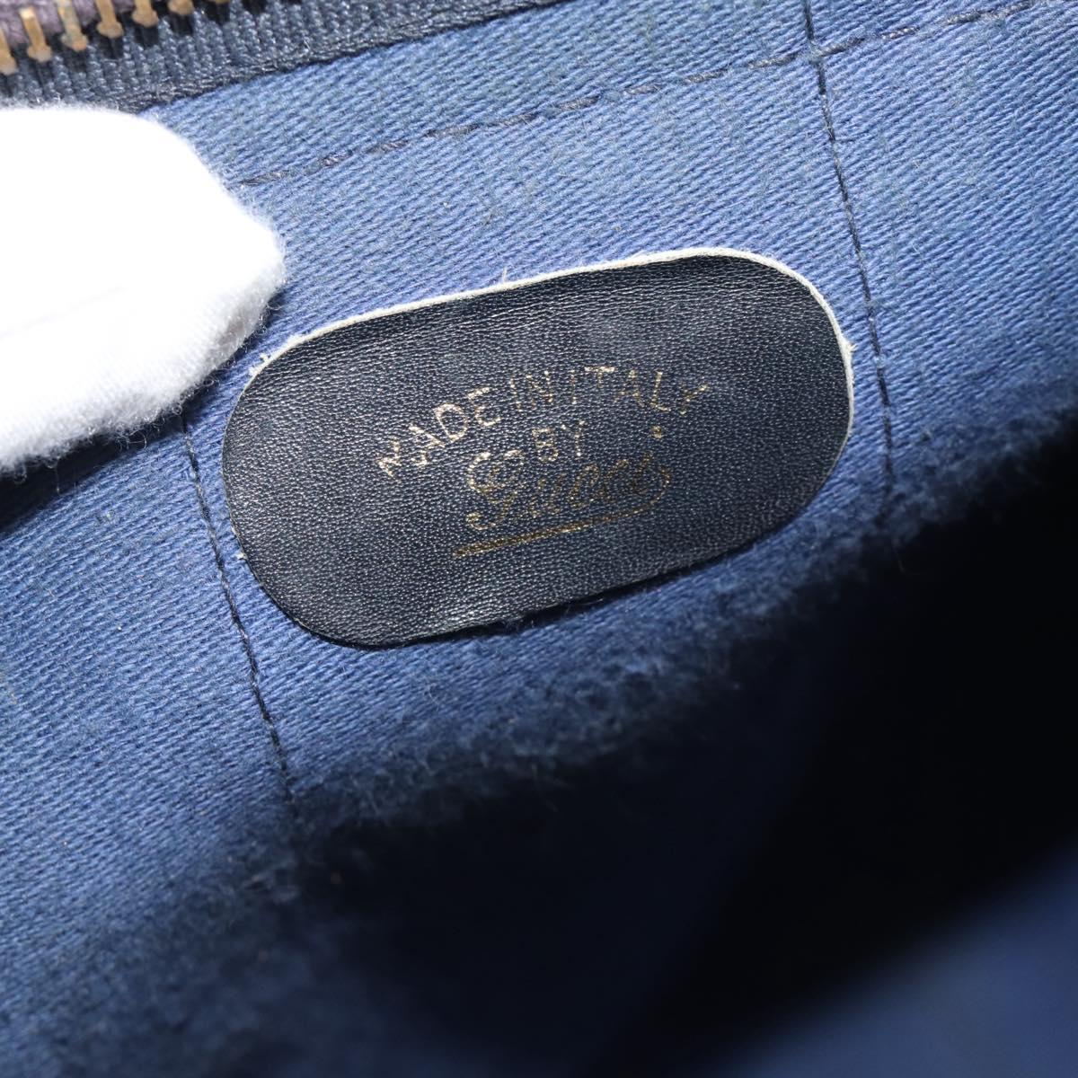 GUCCI GG Supreme Sherry Line Boston Bag PVC Navy Gold Auth ep15052