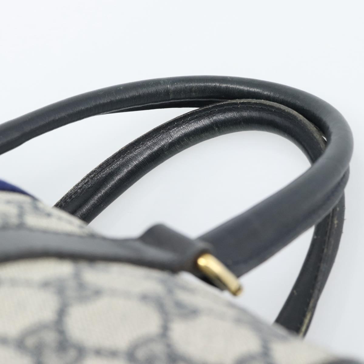GUCCI GG Supreme Sherry Line Boston Bag PVC Navy Gold Auth ep15052