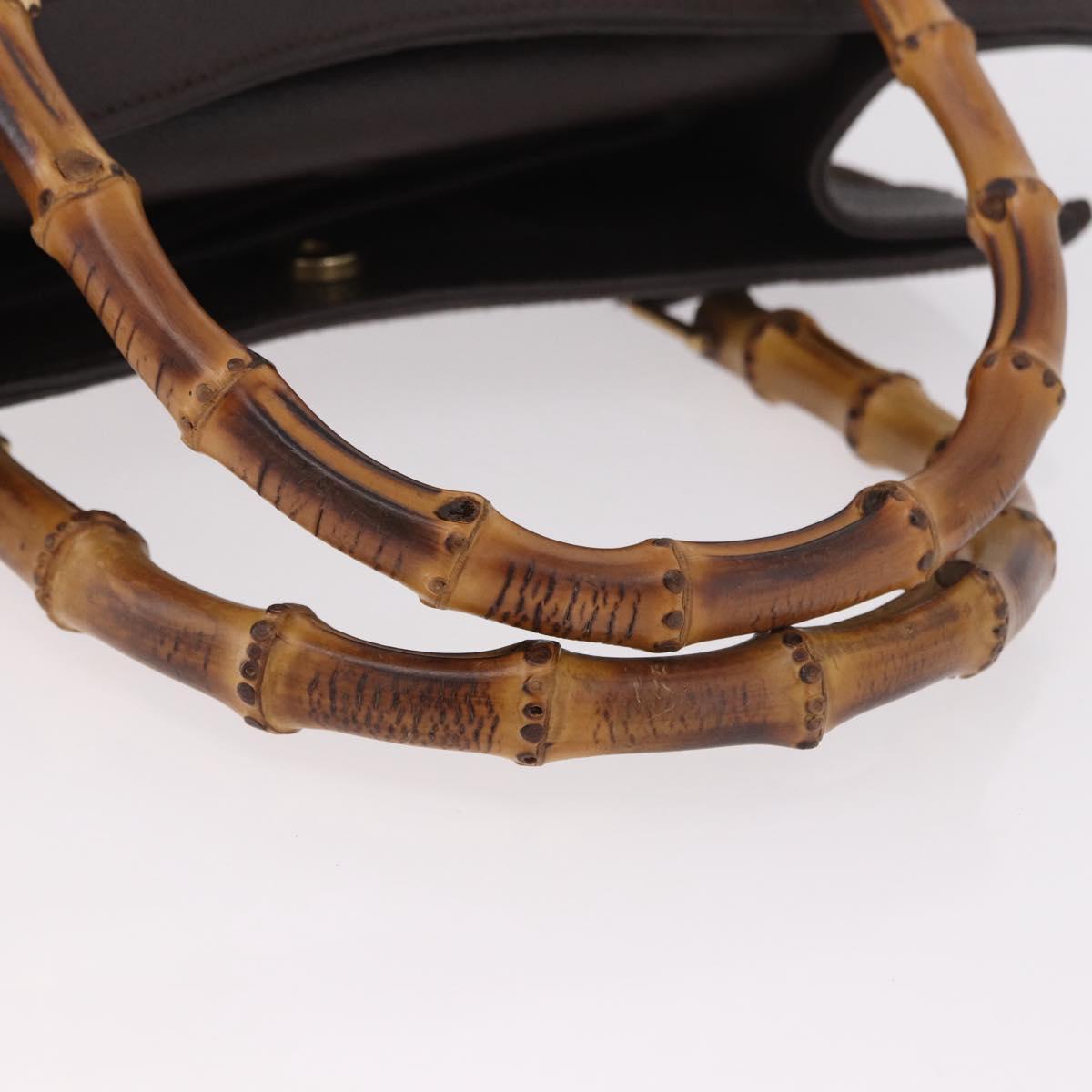 GUCCI Bamboo Hand Bag Suede Brown Gold 002 1186 0260 Auth ep15058