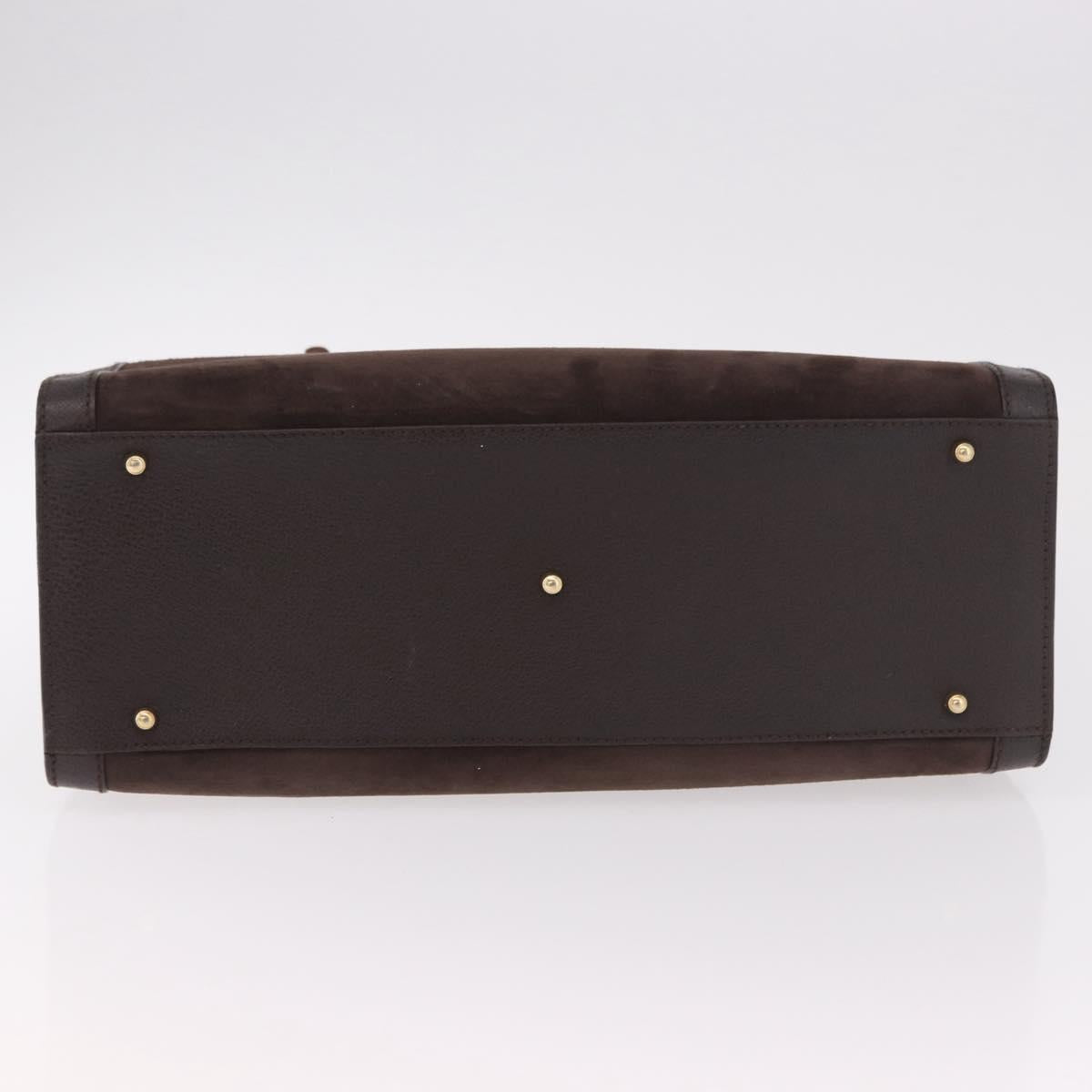 GUCCI Bamboo Hand Bag Suede Brown Gold 002 1186 0260 Auth ep15058