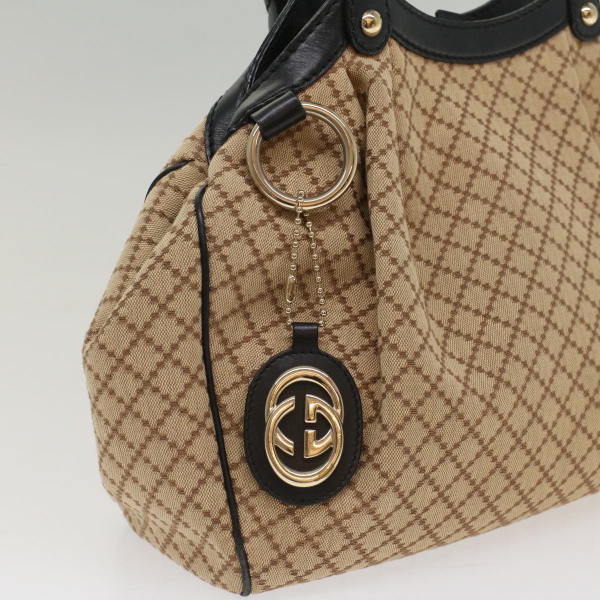 GUCCI Diamante Shoulder Bag Canvas Leather Beige 211944 Auth ep1506