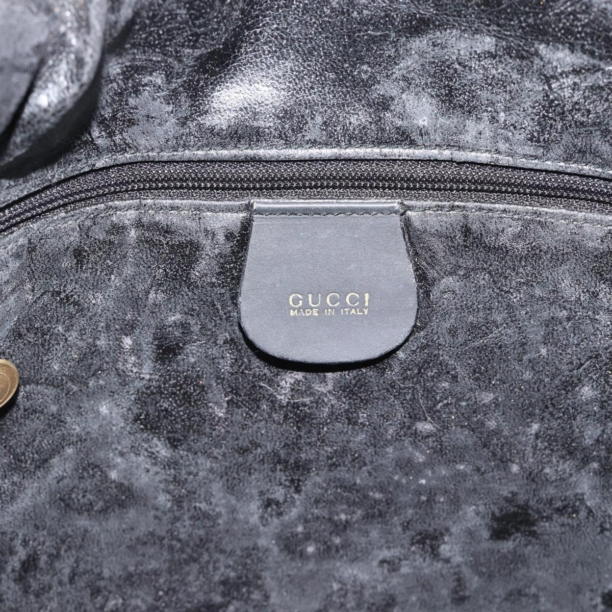 GUCCI Bamboo Shoulder Bag Suede 2way Black Gold 001 1638 2058 Auth ep15063