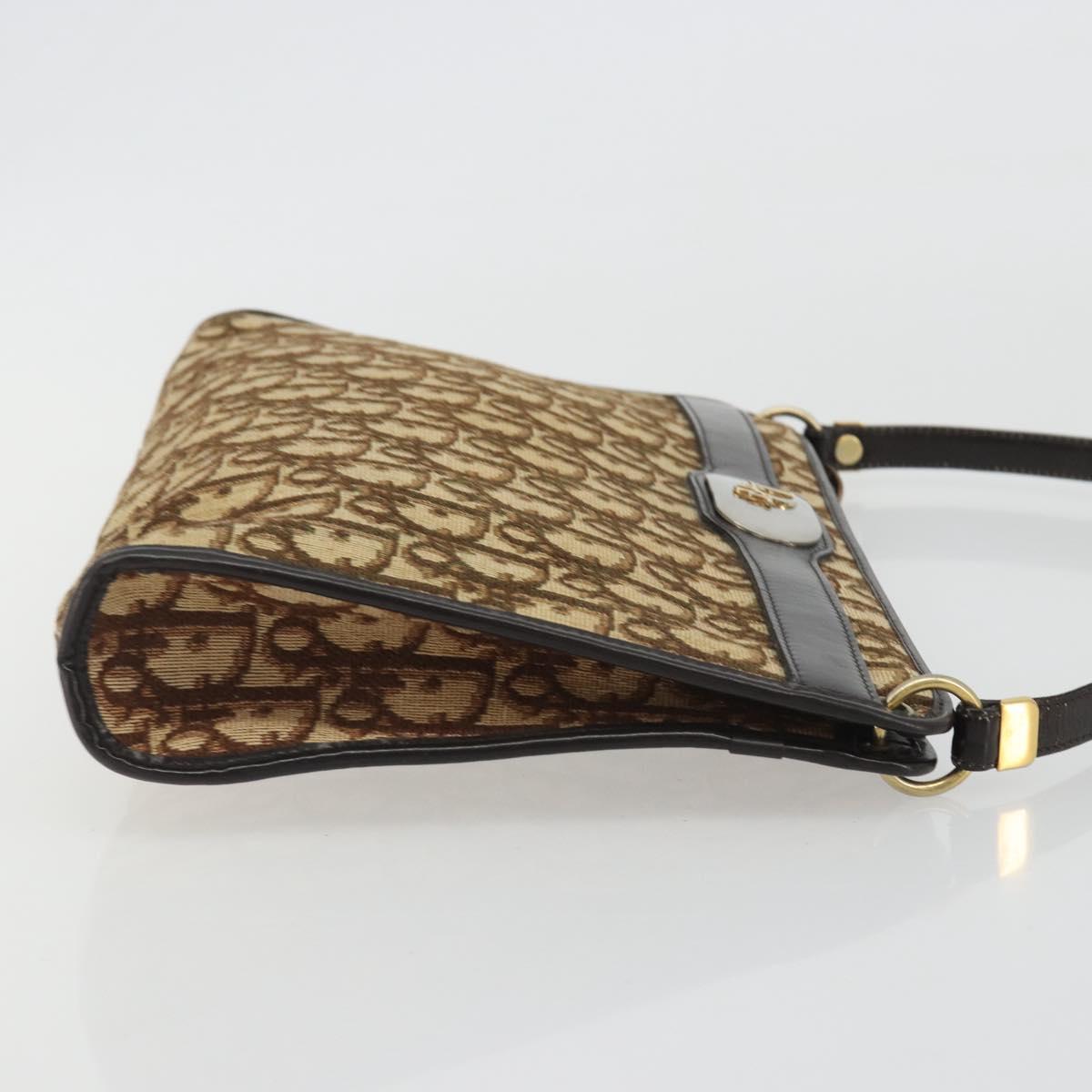 Christian Dior Trotter Canvas Shoulder Bag Beige Auth ep15067