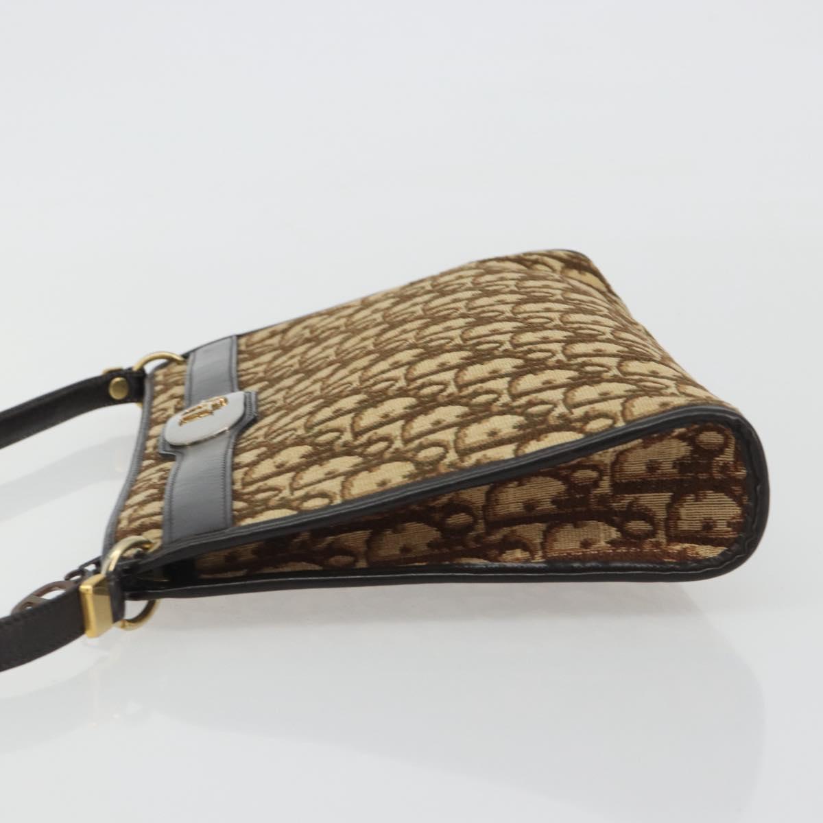 Christian Dior Trotter Canvas Shoulder Bag Beige Auth ep15067