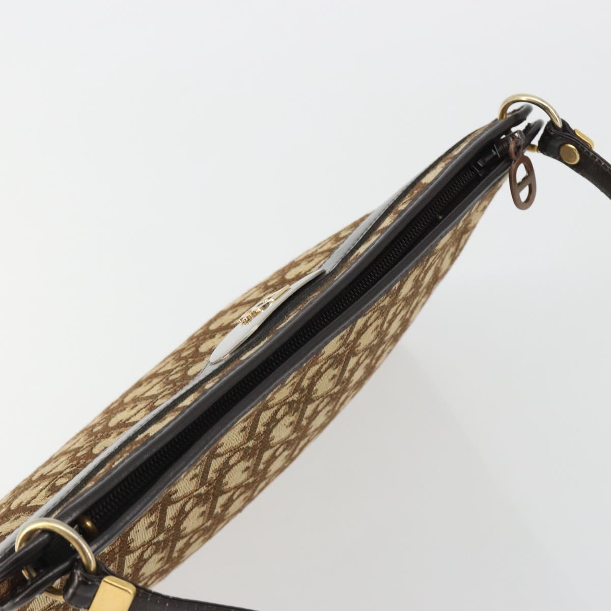 Christian Dior Trotter Canvas Shoulder Bag Beige Auth ep15067