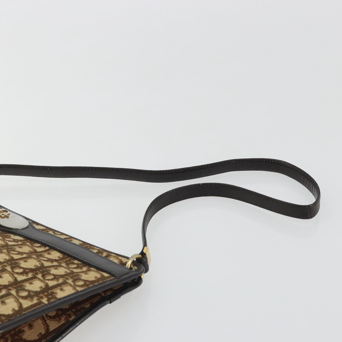Christian Dior Trotter Canvas Shoulder Bag Beige Auth ep15067