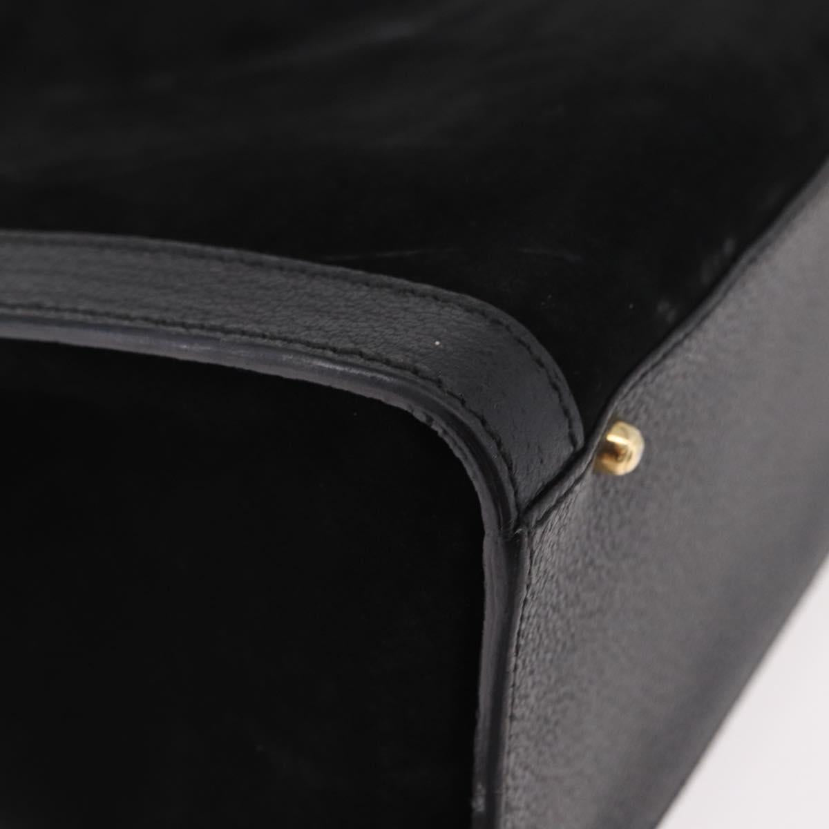 GUCCI Bamboo Hand Bag Suede Black Gold 002 1186 0260 Auth ep15073
