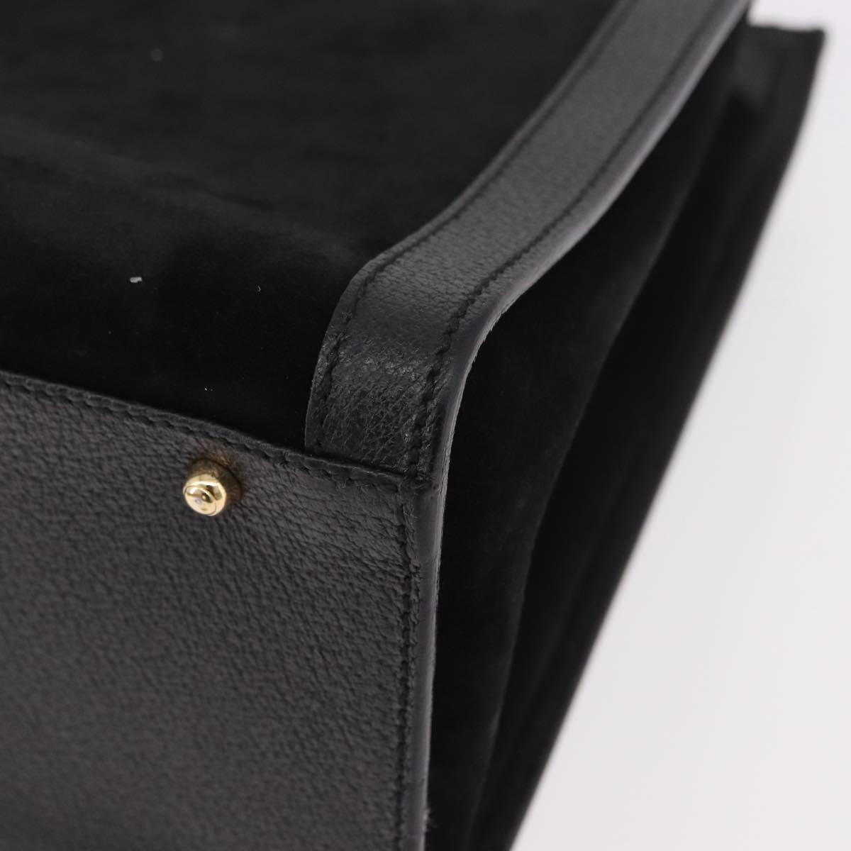GUCCI Bamboo Hand Bag Suede Black Gold 002 1186 0260 Auth ep15073