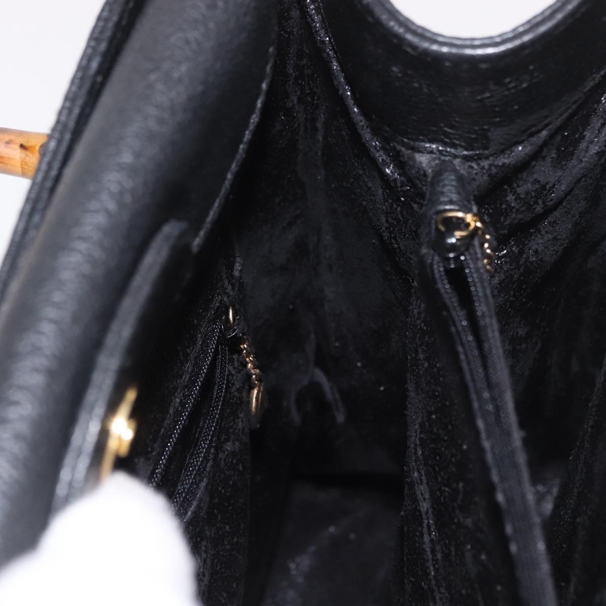 GUCCI Bamboo Hand Bag Suede Black Gold 002 1186 0260 Auth ep15073