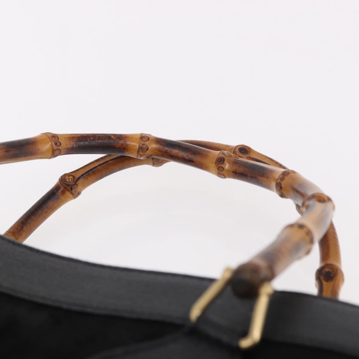 GUCCI Bamboo Hand Bag Suede Black Gold 002 1186 0260 Auth ep15073
