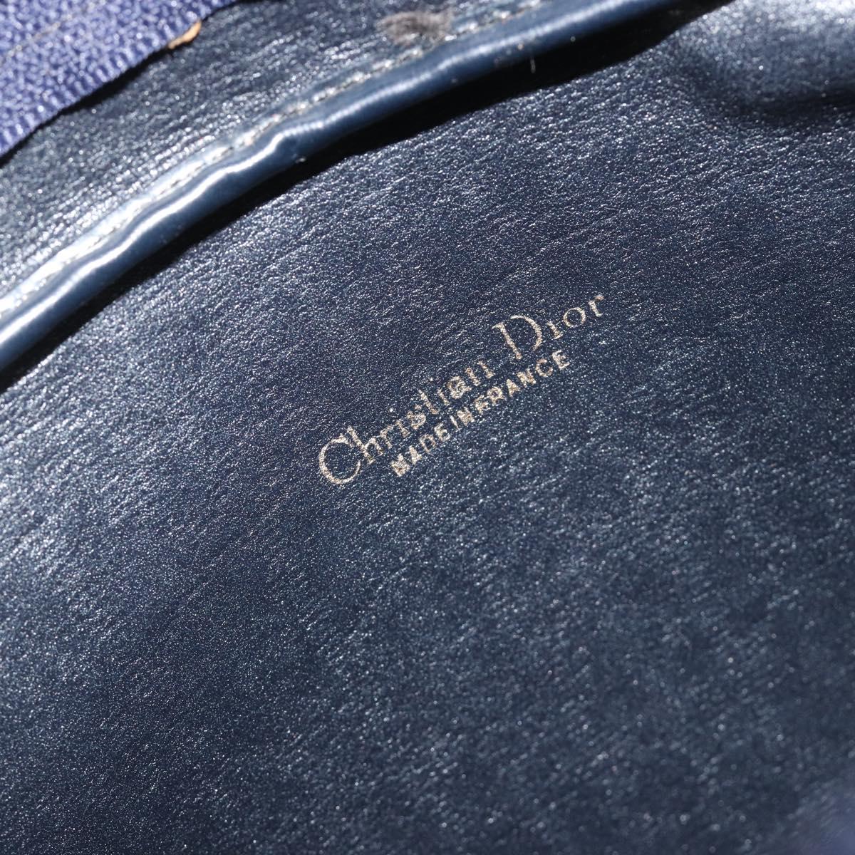 Christian Dior Trotter Canvas Shoulder Bag Navy Gold Auth ep15075