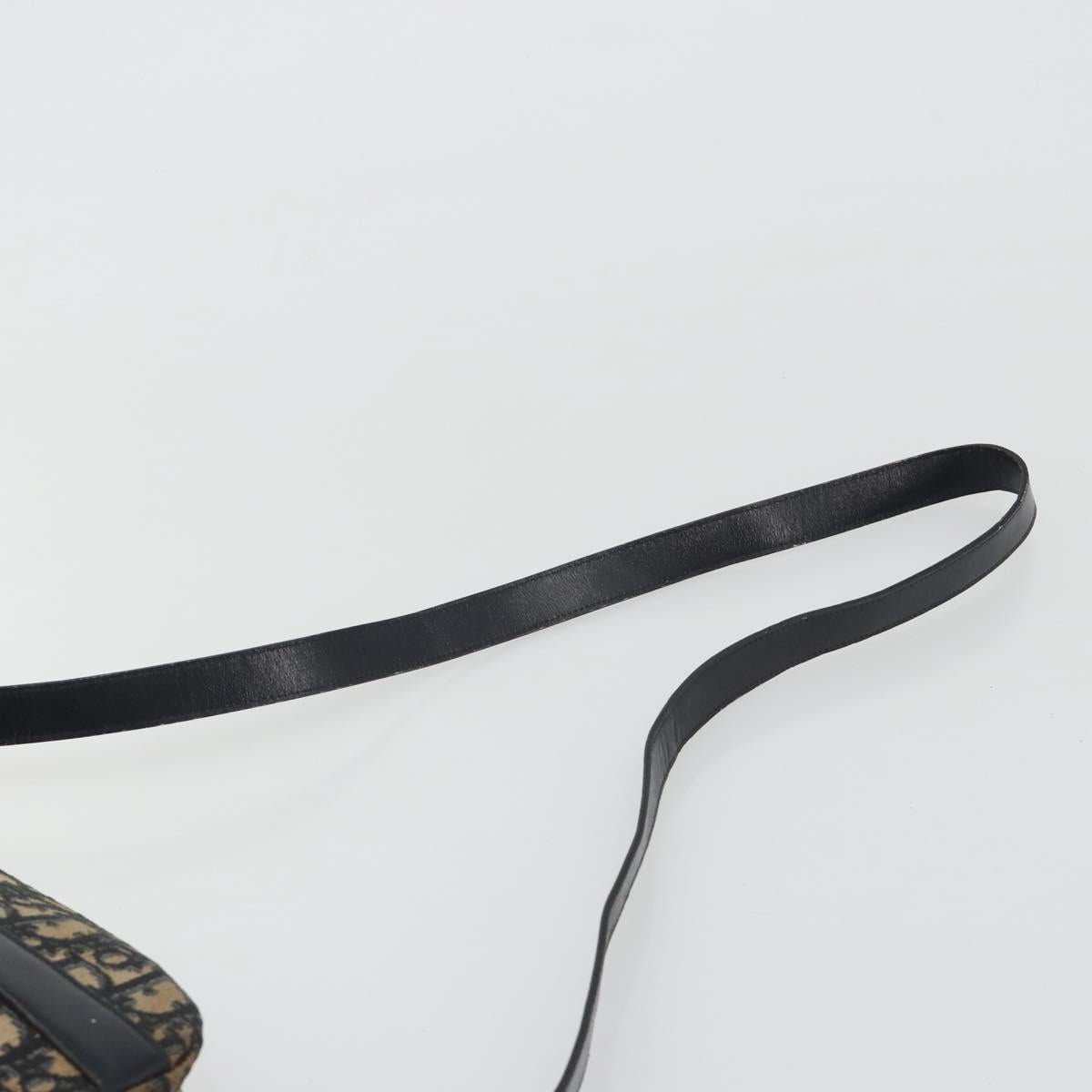 Christian Dior Trotter Canvas Shoulder Bag Navy Gold Auth ep15075