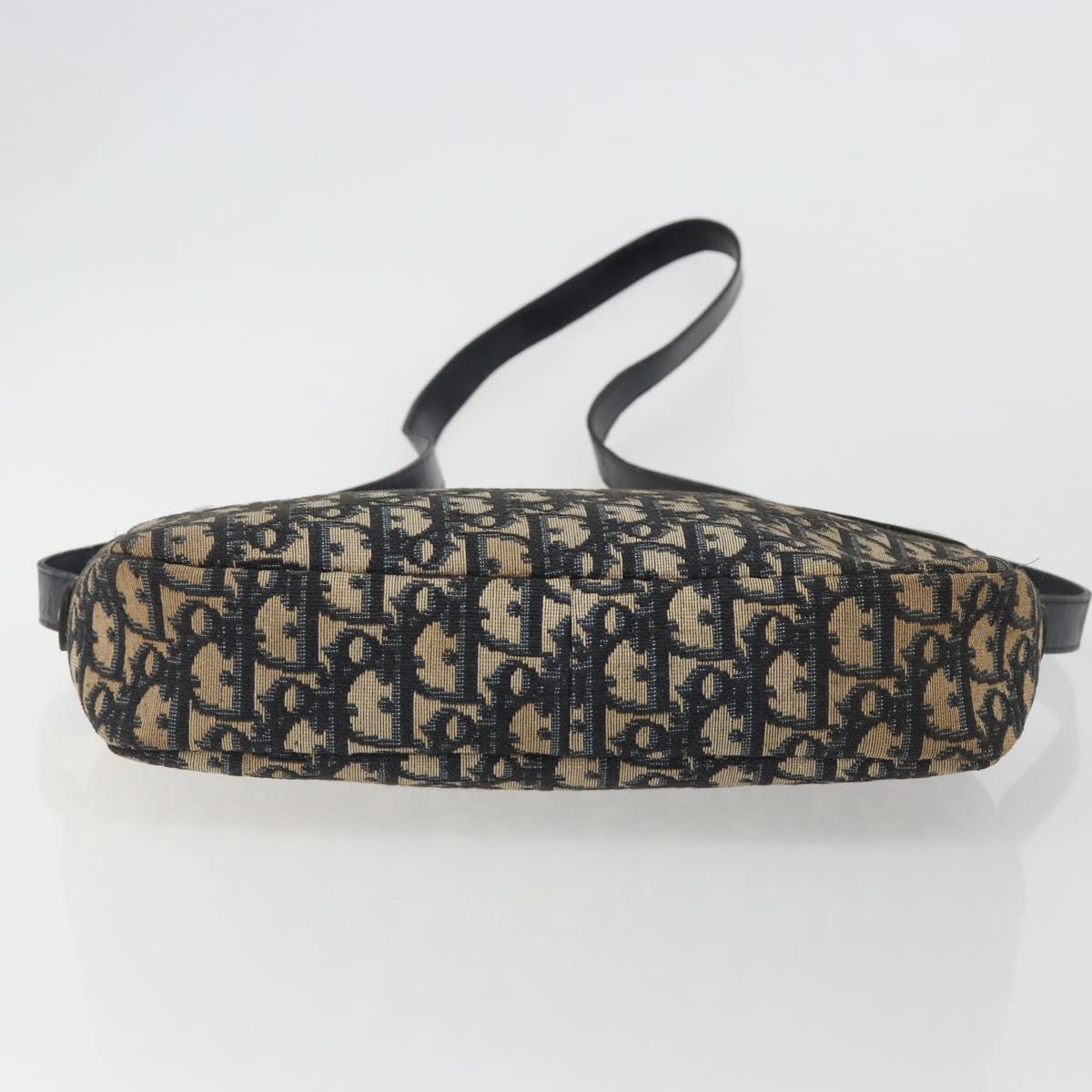 Christian Dior Trotter Canvas Shoulder Bag Navy Gold Auth ep15075