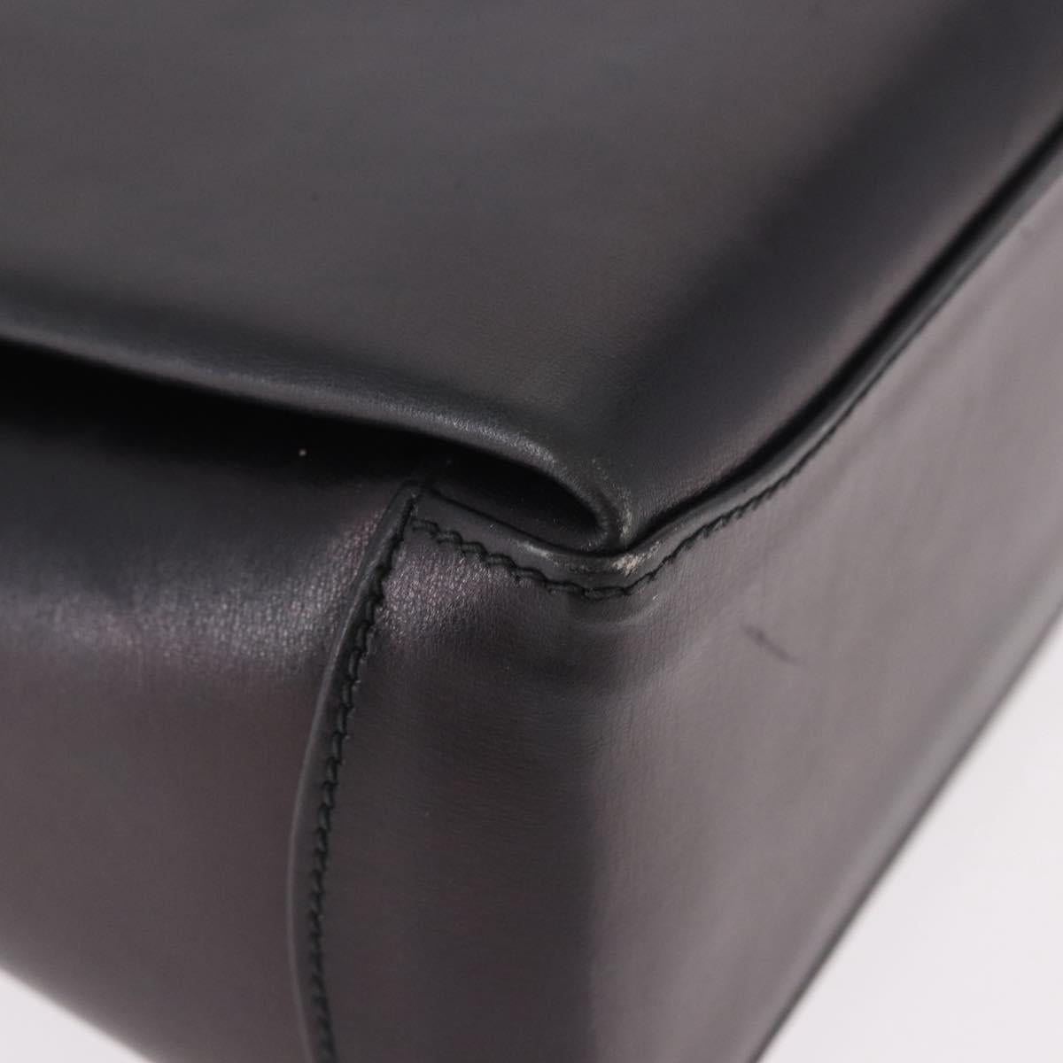GUCCI Hand Bag Leather Black Gold Auth ep15076