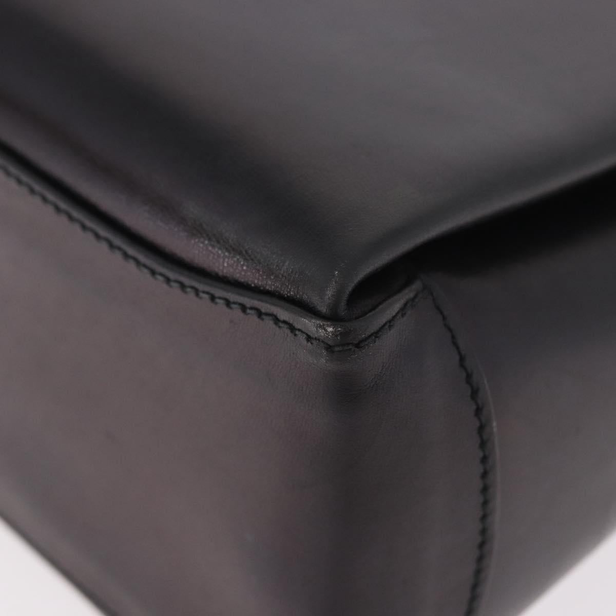 GUCCI Hand Bag Leather Black Gold Auth ep15076