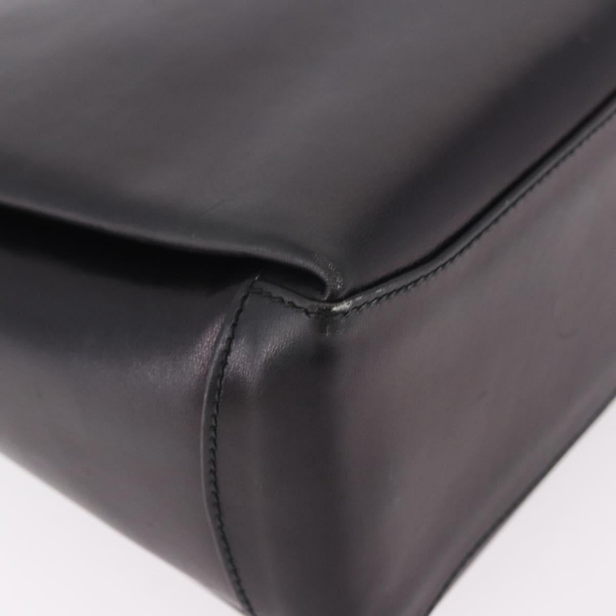GUCCI Hand Bag Leather Black Gold Auth ep15076