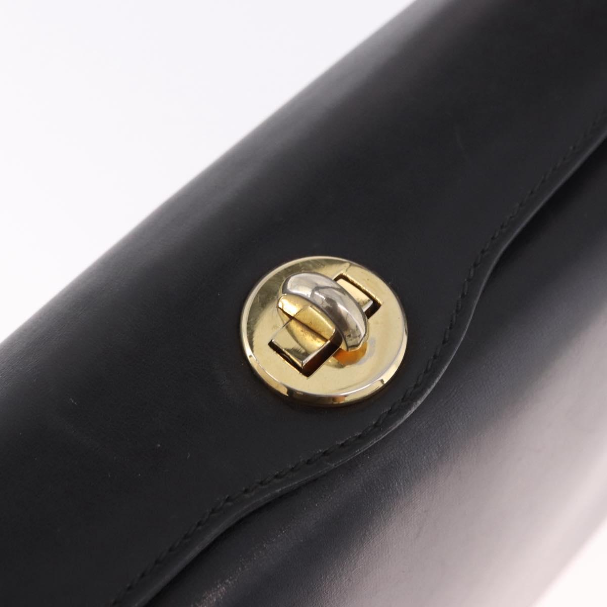 GUCCI Hand Bag Leather Black Gold Auth ep15076