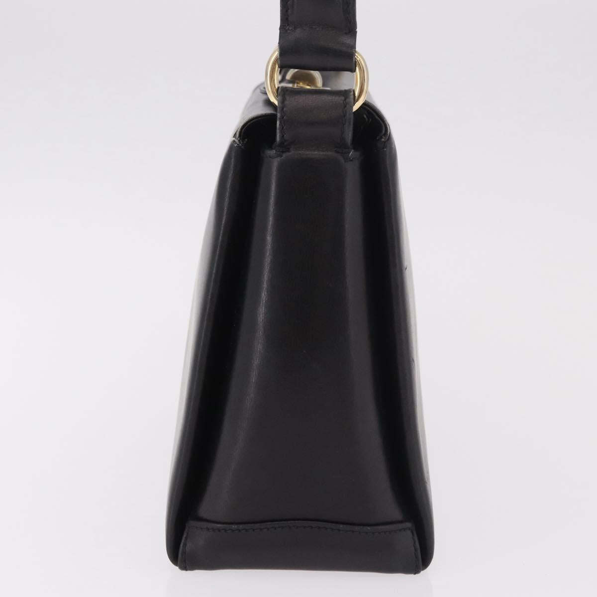 GUCCI Hand Bag Leather Black Gold Auth ep15076
