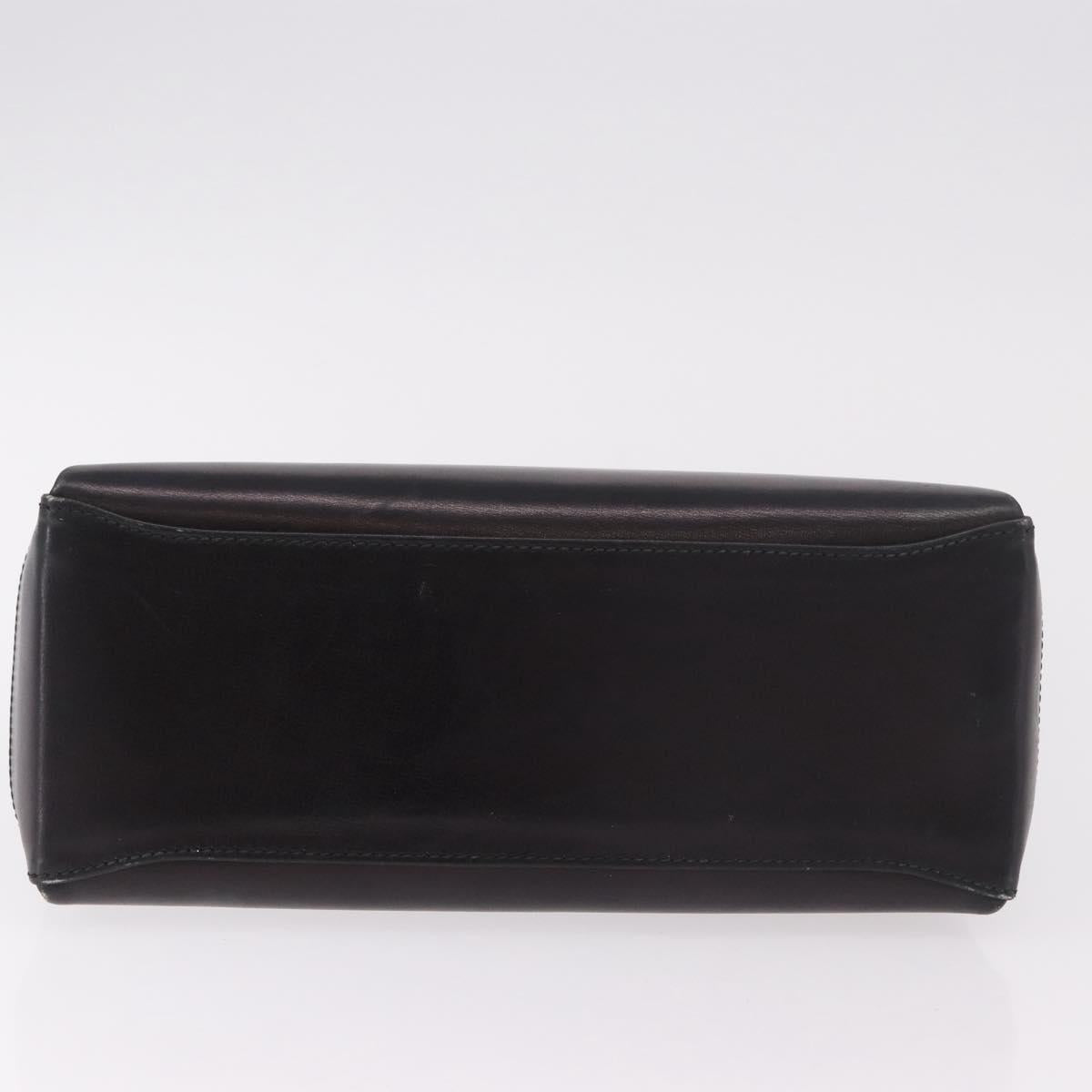 GUCCI Hand Bag Leather Black Gold Auth ep15076
