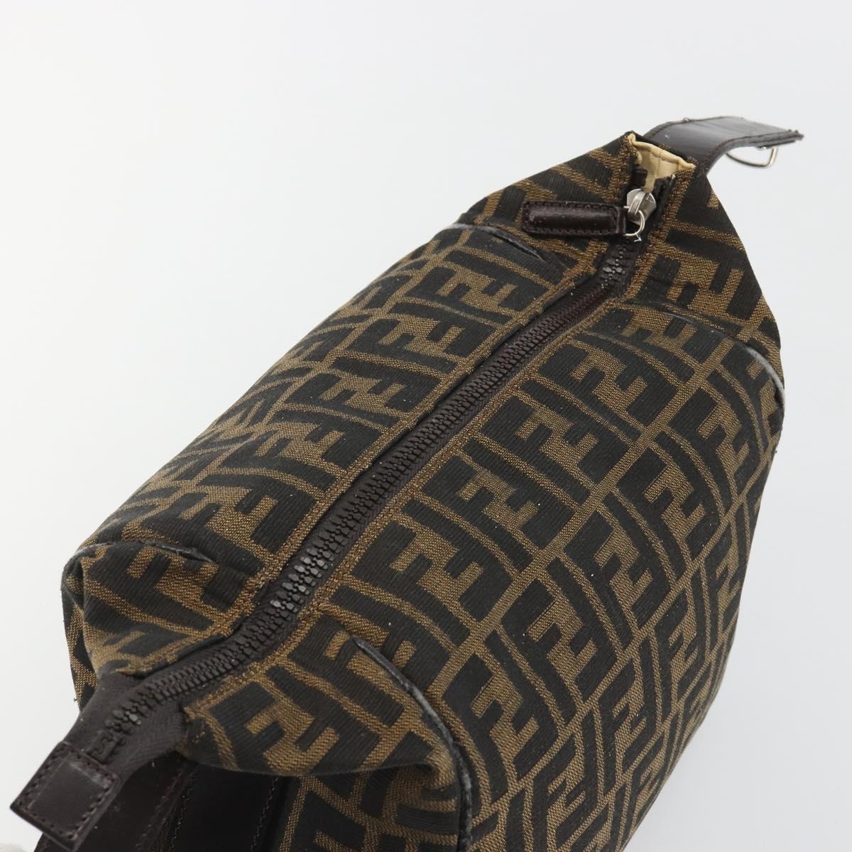 FENDI Zucca Canvas Hand Bag Black Brown Auth ep15078