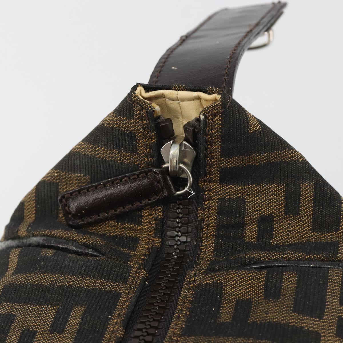 FENDI Zucca Canvas Hand Bag Black Brown Auth ep15078