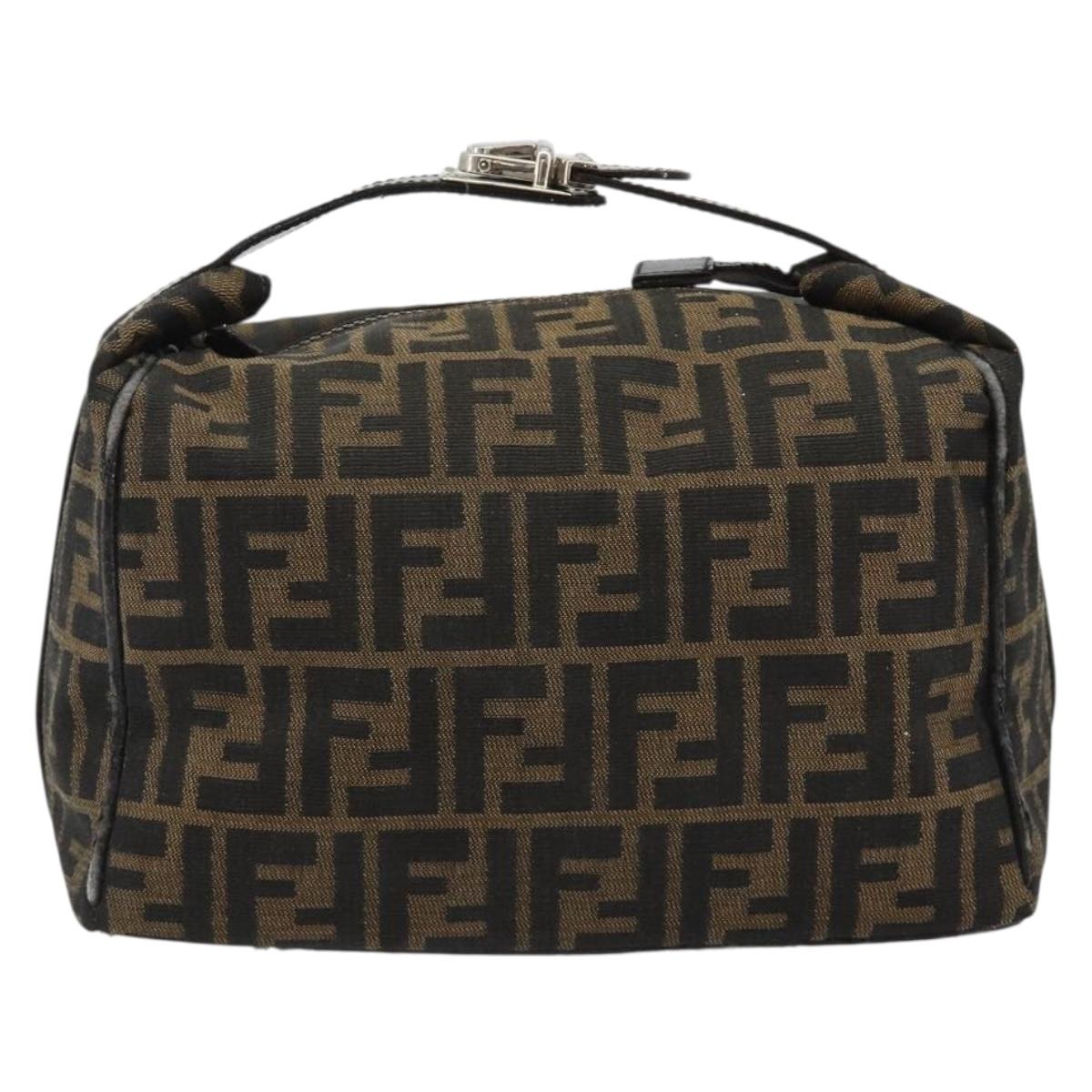 FENDI Zucca Canvas Hand Bag Black Brown Auth ep15078