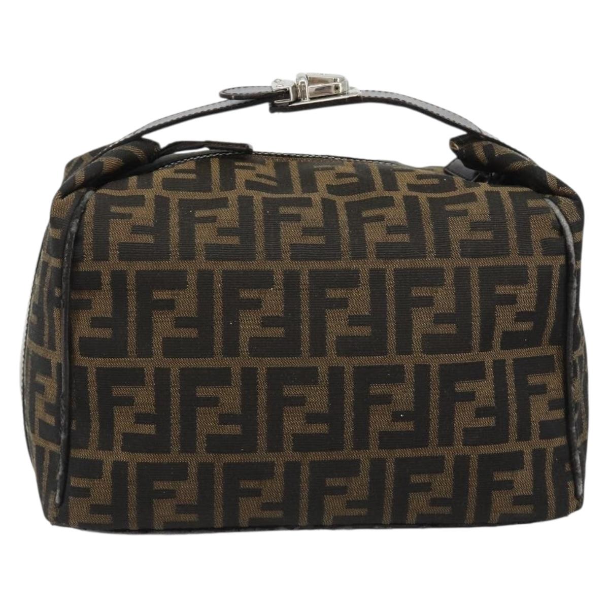 FENDI Zucca Canvas Hand Bag Black Brown Auth ep15078