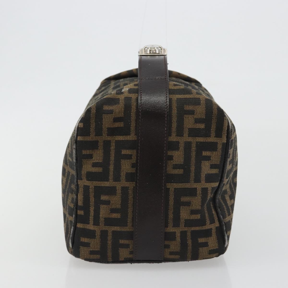 FENDI Zucca Canvas Hand Bag Black Brown Auth ep15078