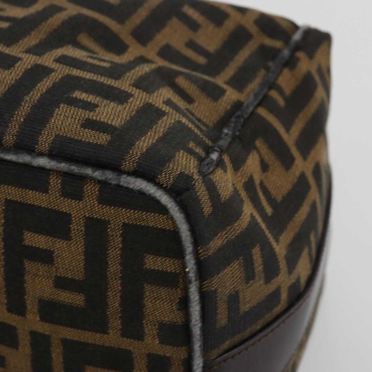FENDI Zucca Canvas Hand Bag Black Brown Auth ep15078