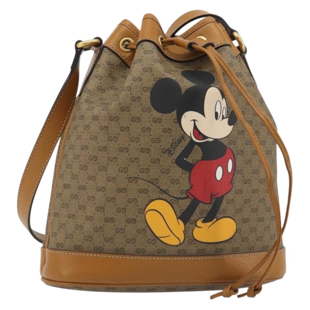 GUCCI Micro GG Canvas Disney Mickey Mouse Bag PVC Beige 602691 Auth ep15087M