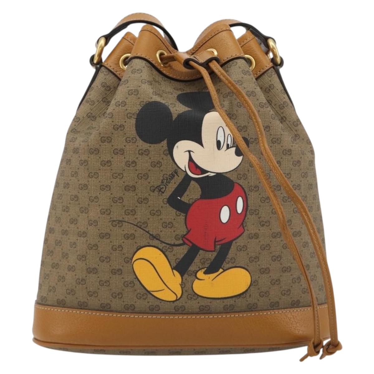 GUCCI Micro GG Canvas Disney Mickey Mouse Bag PVC Beige 602691 Auth ep15087M