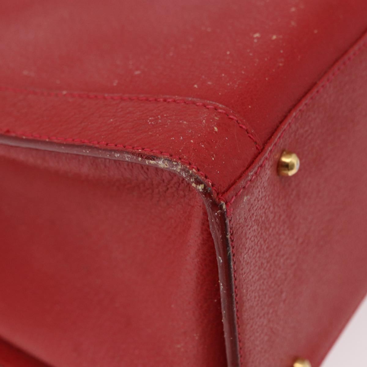 GUCCI Bamboo Hand Bag Leather Red Gold 002 1186 0259 Auth ep15092