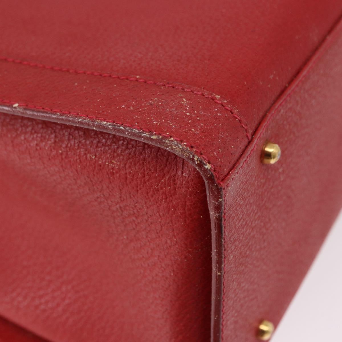 GUCCI Bamboo Hand Bag Leather Red Gold 002 1186 0259 Auth ep15092