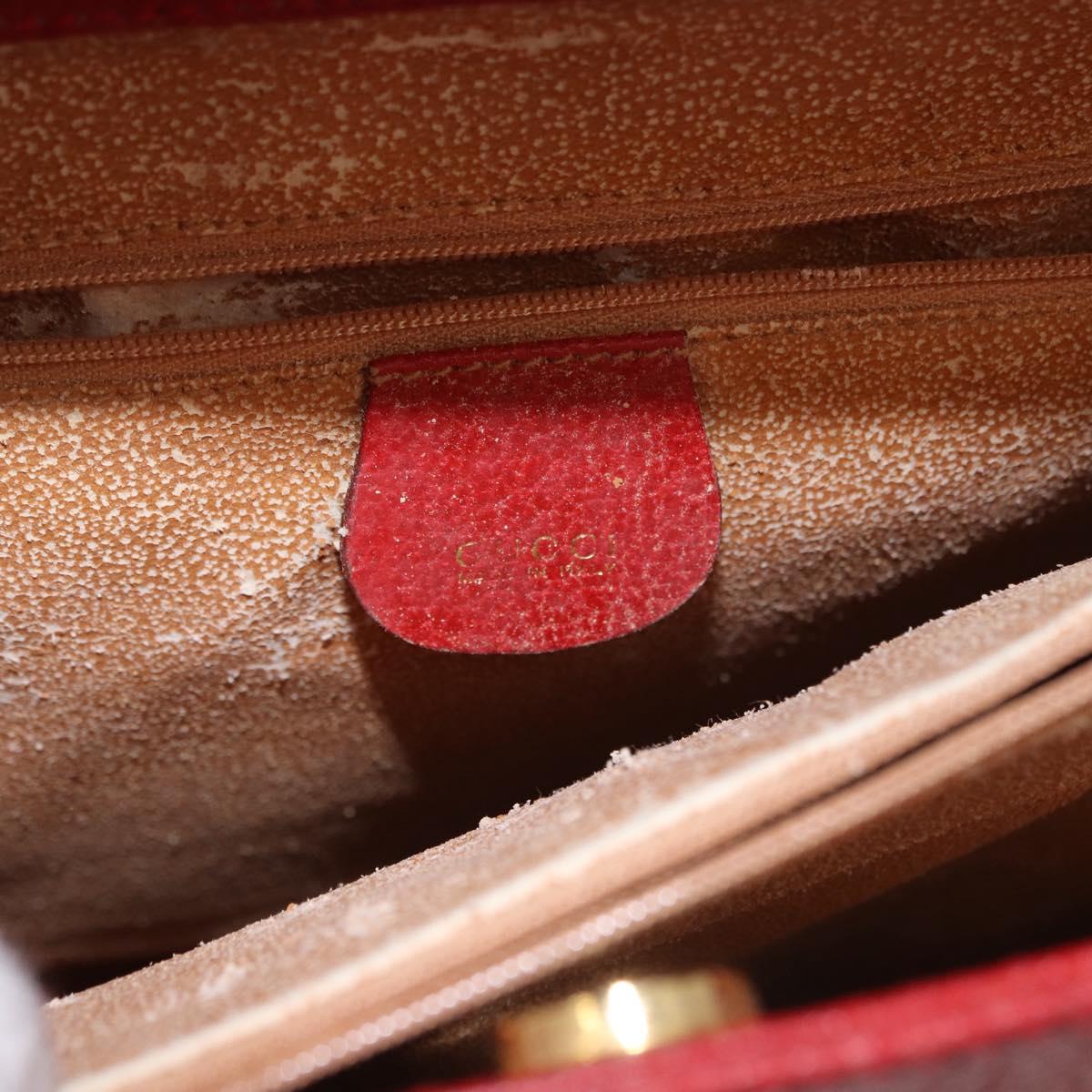 GUCCI Bamboo Hand Bag Leather Red Gold 002 1186 0259 Auth ep15092