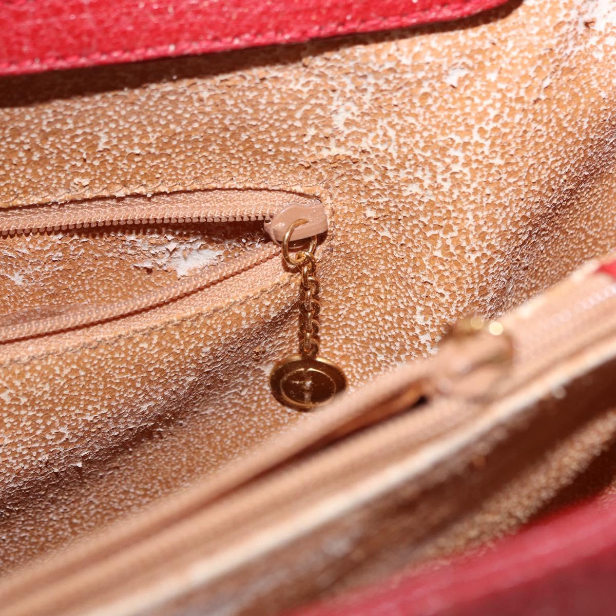 GUCCI Bamboo Hand Bag Leather Red Gold 002 1186 0259 Auth ep15092