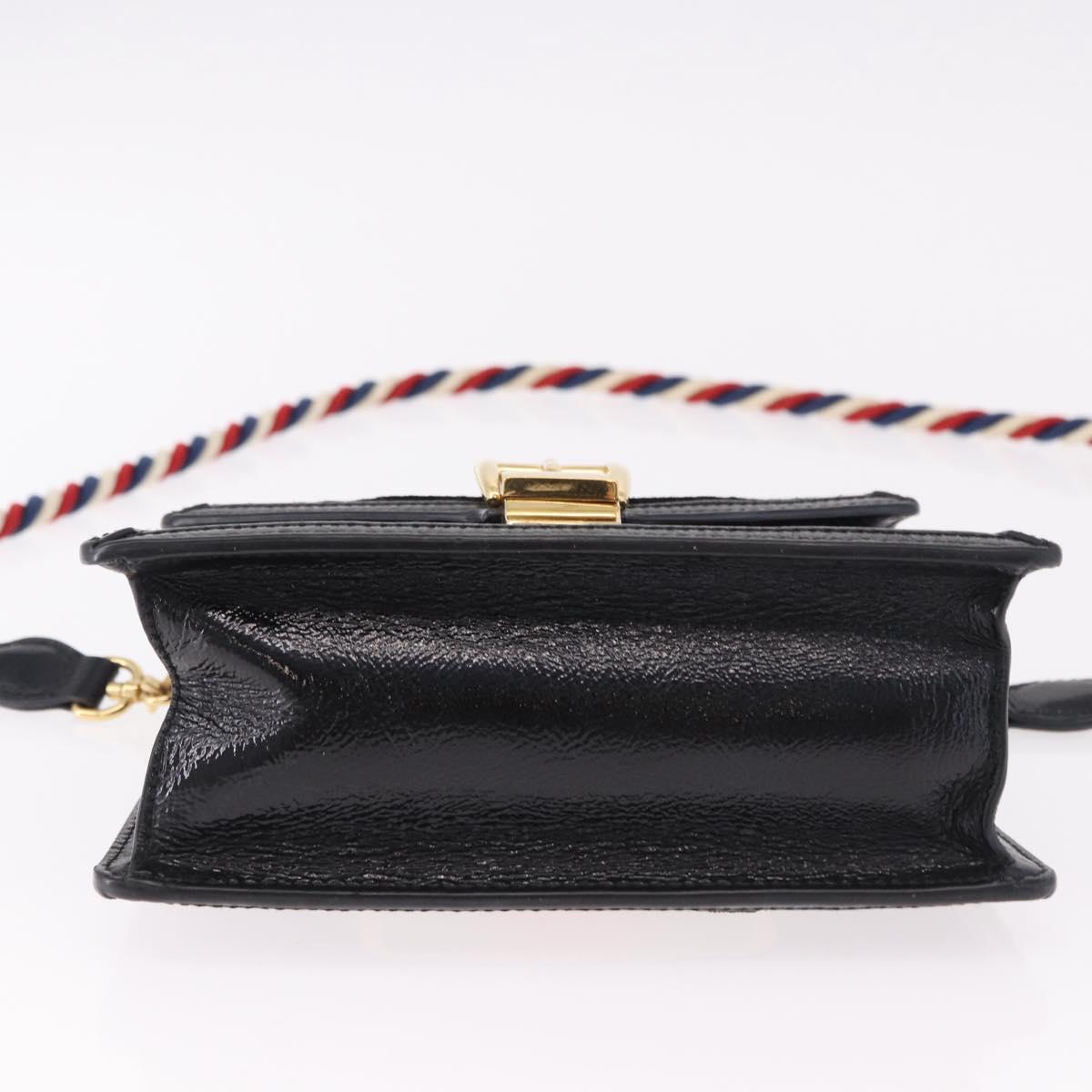 GUCCI GG Canvas Web Sherry Line Bag Velvet 2way Black Gold 470270 Auth ep15093A